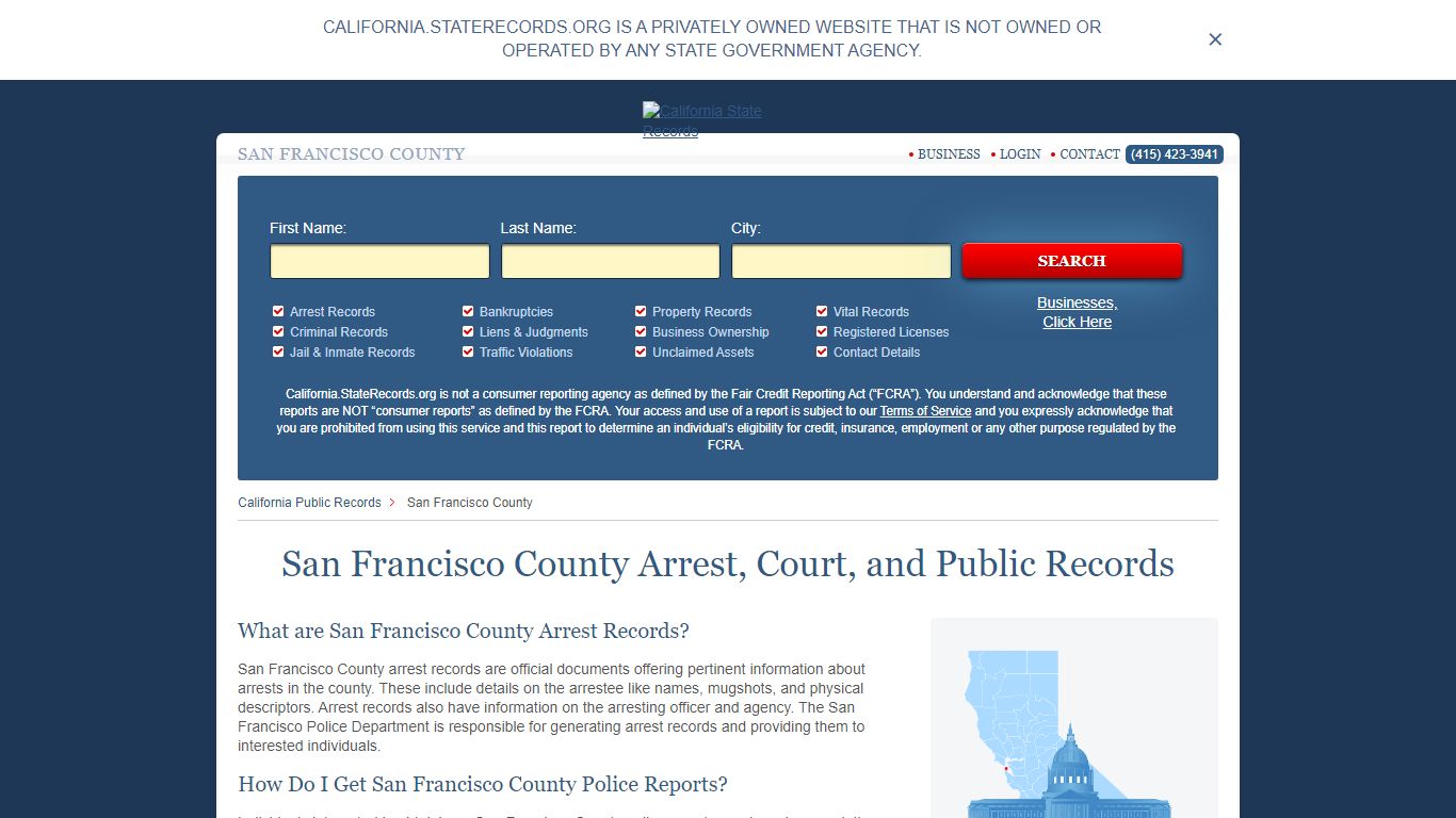 San Francisco County Arrest, Court, and Public Records