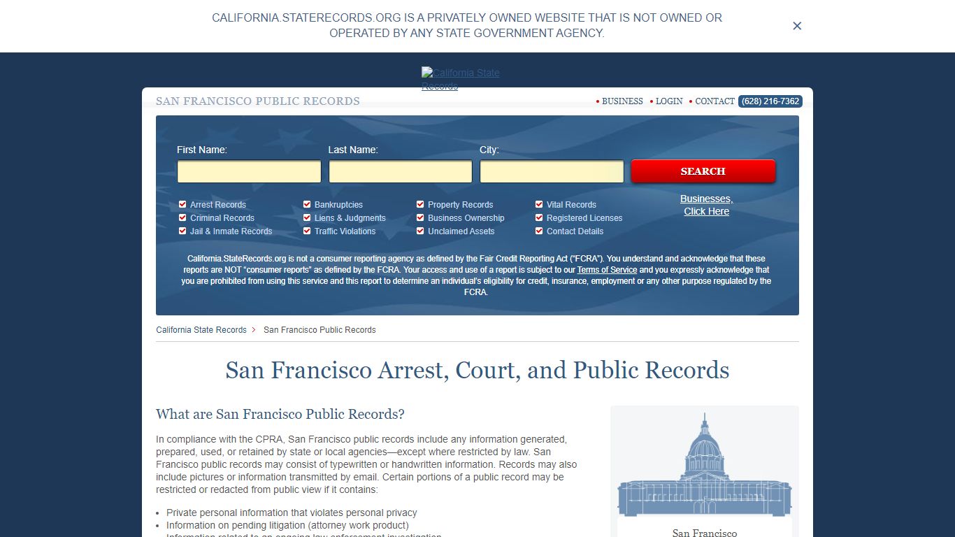 San Francisco Arrest, Court, and Public Records