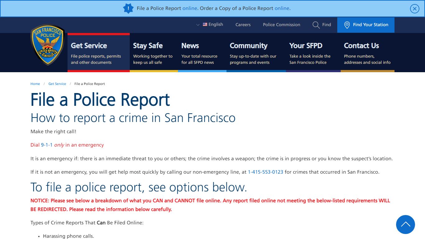 File a Police Report | San Francisco Police Department